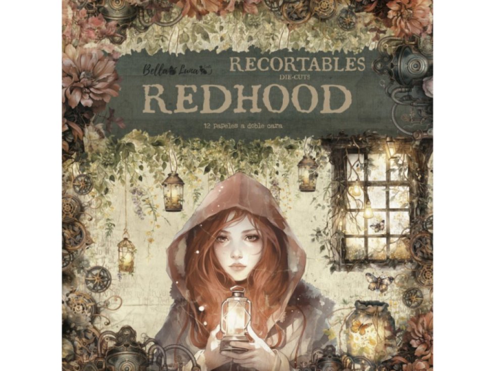 Sada papírů Bellaluna REDHOOD Červená karkulka výřezy a doplňky 20x20cm 12ks
