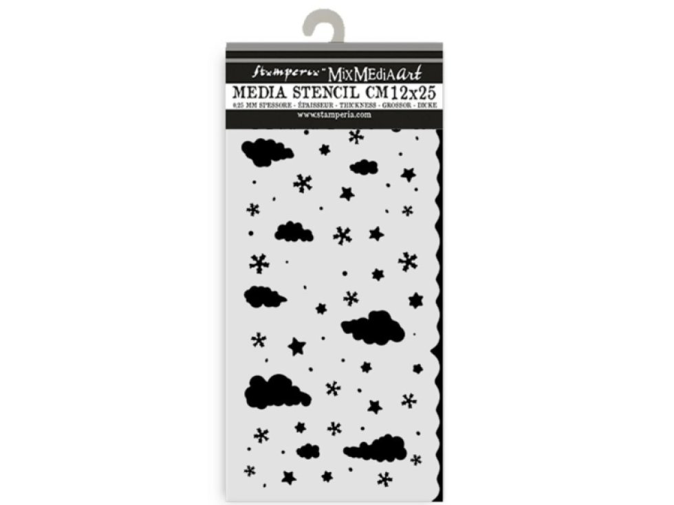 Plastová šablona Stamperia Candy Christmas Sladké Vánoce mraky 12x25cm