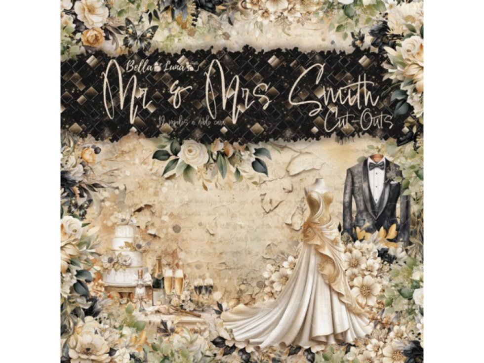 Sada papírů Bellaluna MR & MRS SMITH Ceremony Pán a paní Smithovi doplňky 20x20cm 12ks