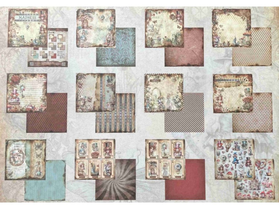Sada papírů Bellaluna MADNESS Říše divů 20x20cm 12ks