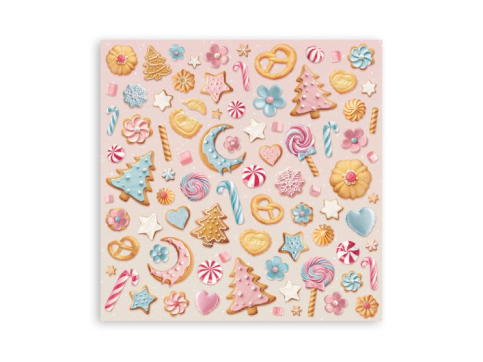 Sada jednostranných papírů Stamperia Candy Christmas Sladké Vánoce maxi 20x20cm