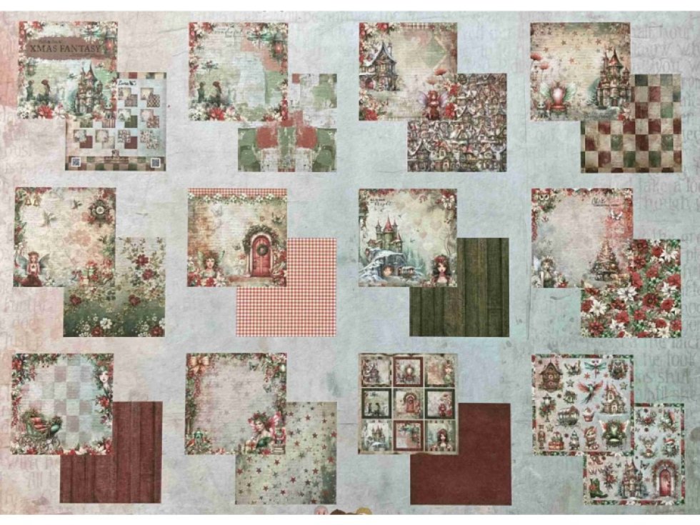 Sada papírů Bellaluna XMAS FANTASY Vánoční sen 30X30cm 12ks