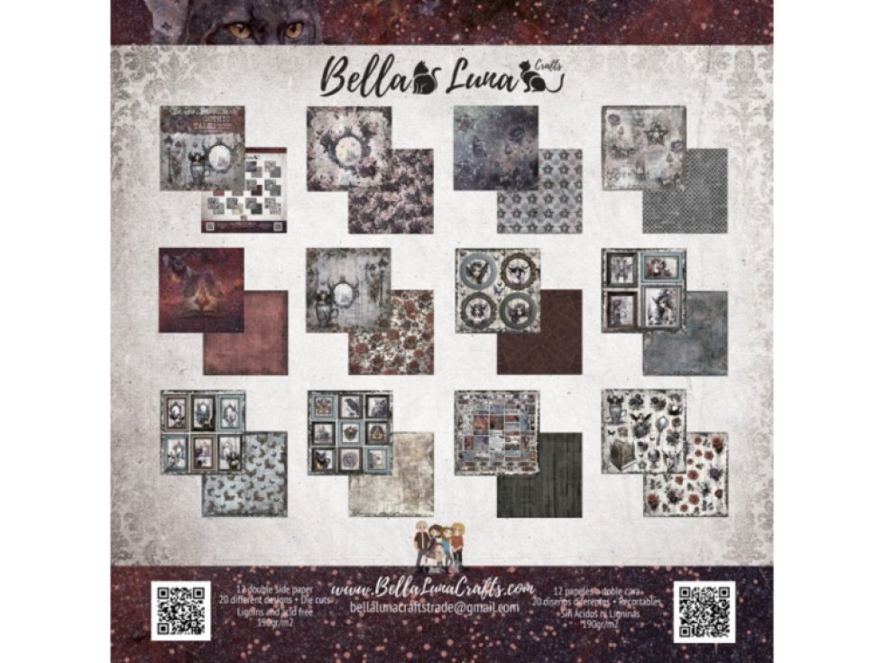 Sada papírů Bellaluna GOTHIC TALES povídky 20x20cm 12ks