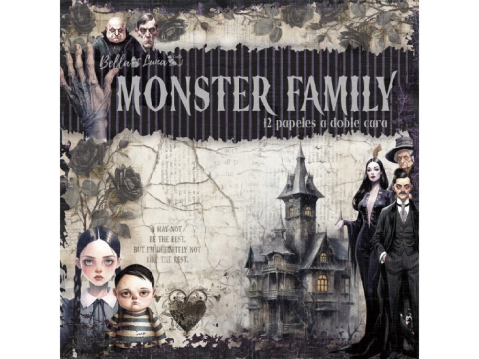 Sada papírů Bellaluna MONSTER FAMILY monstra a rodina 30X30cm 12ks