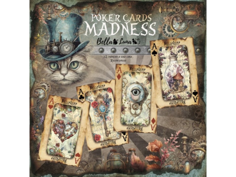 Sada papírů Bellaluna MADNESS Pokerové karty 30X30cm 12ks