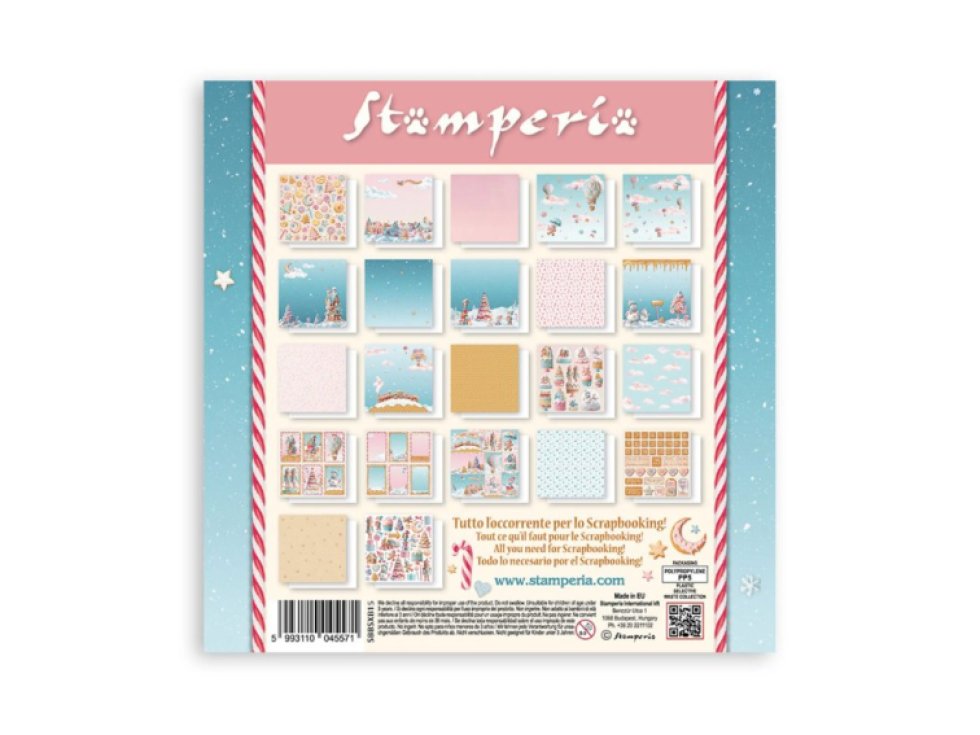 Sada jednostranných papírů Stamperia Candy Christmas Sladké Vánoce maxi 20x20cm
