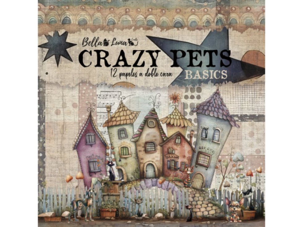 Sada papírů Bellaluna CRAZY PETS pozadí Bláznivá zvířata 30X30cm 12ks