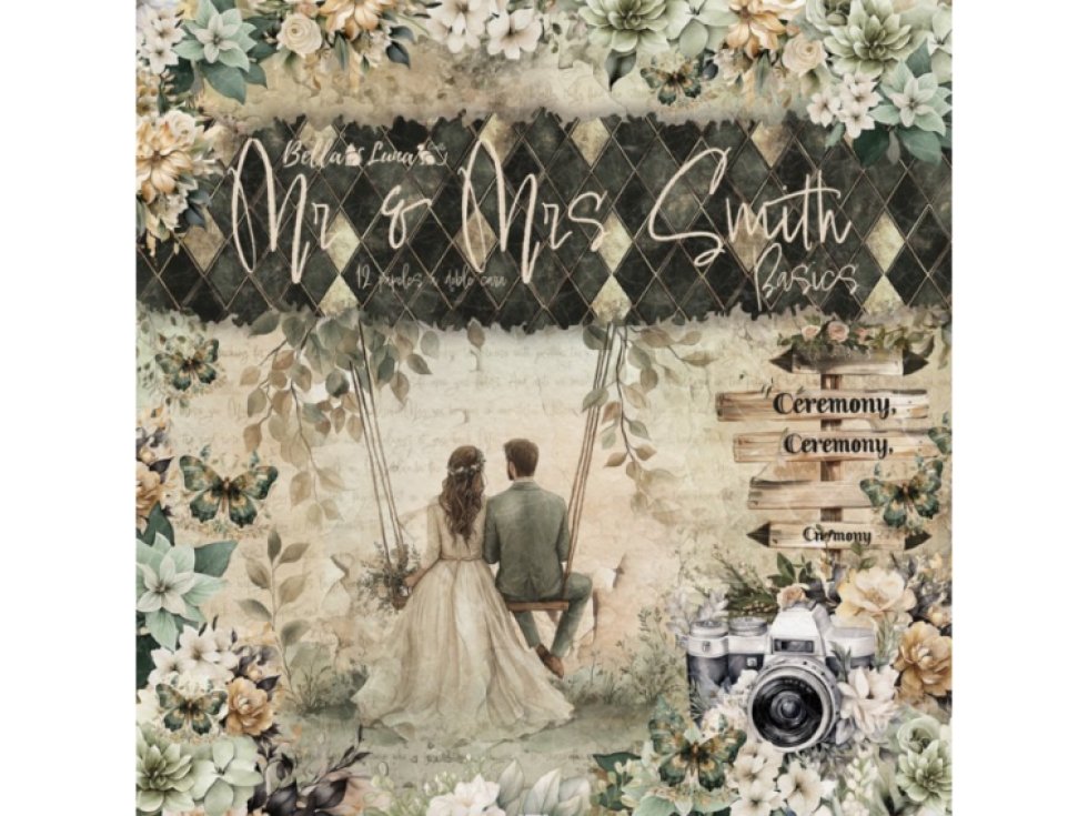 Sada papírů Bellaluna MR & MRS SMITH Ceremony Pán a paní Smithovi 20x20cm 12ks