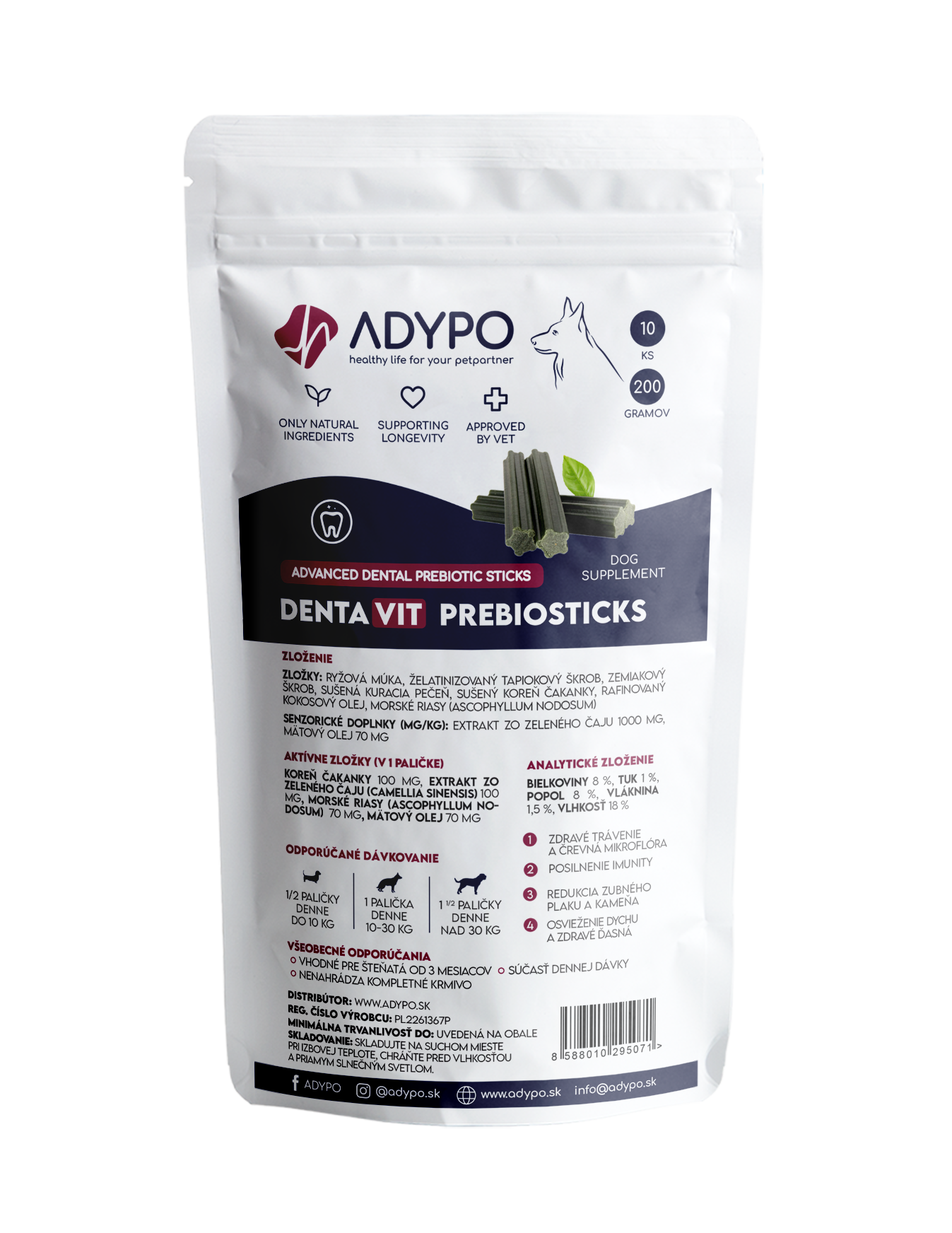 ADYPO DentaVit Prebiosticks - Prebiotické tyčinky na trávenie a zubný kameň