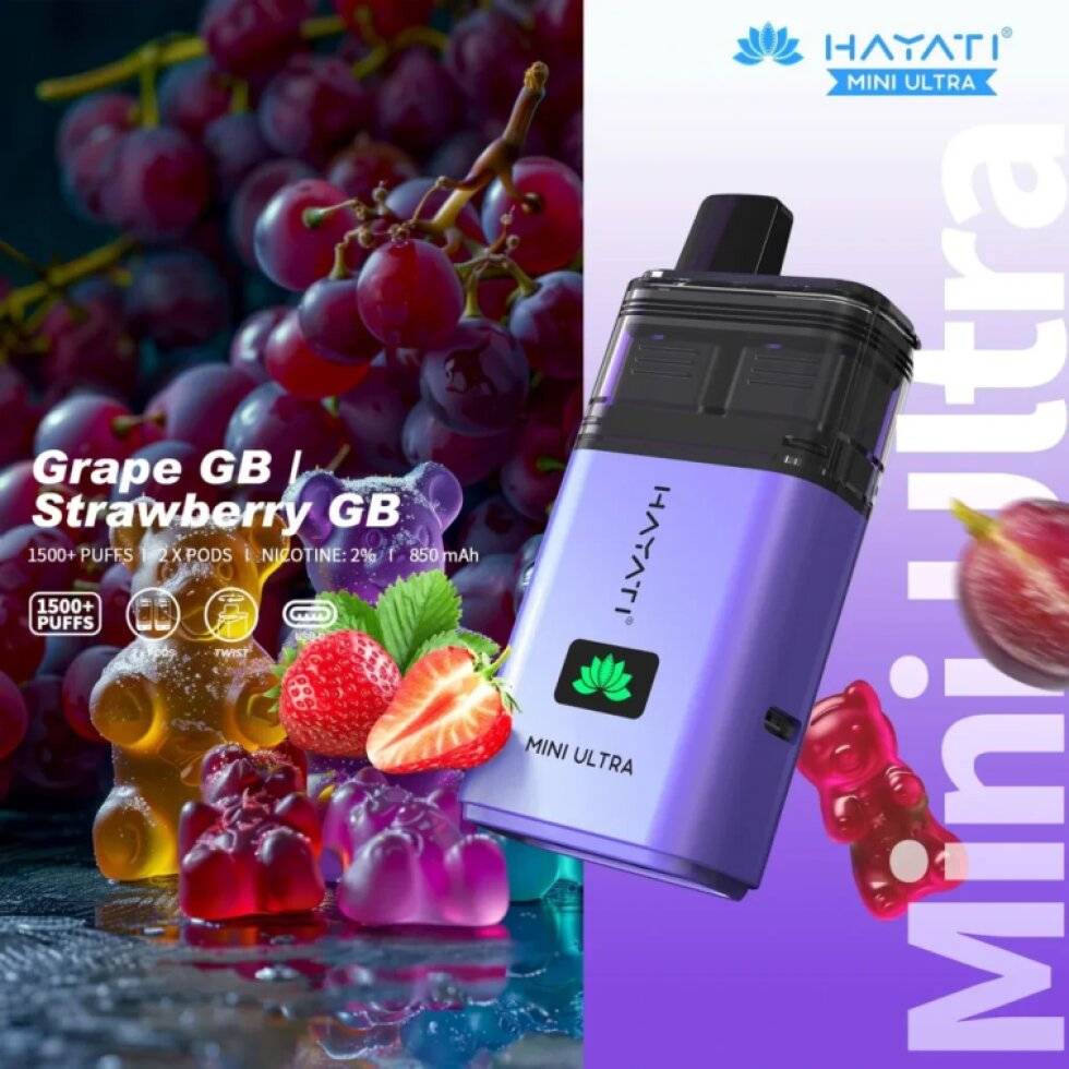 Hayati Mini Ultra 1500 - Grape / Strawberry 20mg 2in1