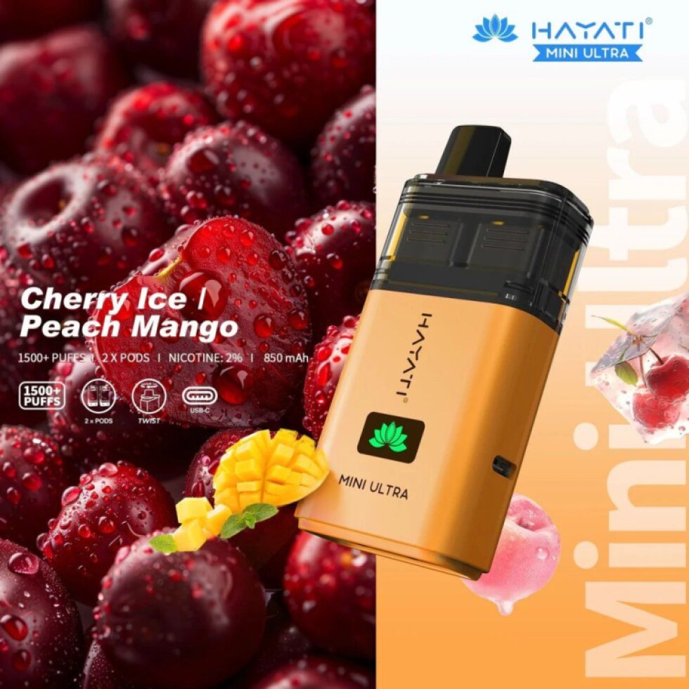 Hayati Mini Ultra 1500 - Cherry Ice / Peach Mango 20mg 2in1