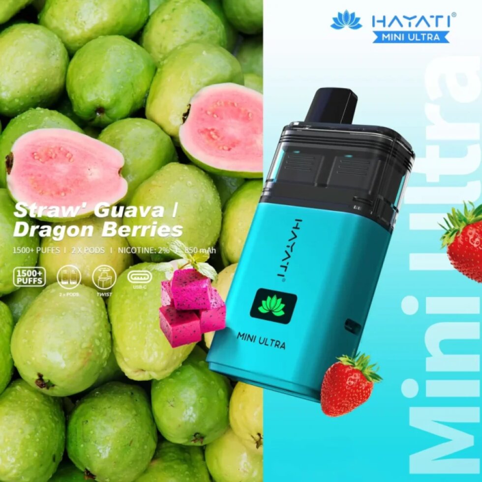 Hayati Mini Ultra 1500 - Strawberry Guava / Dragon Berries 20mg 2in1
