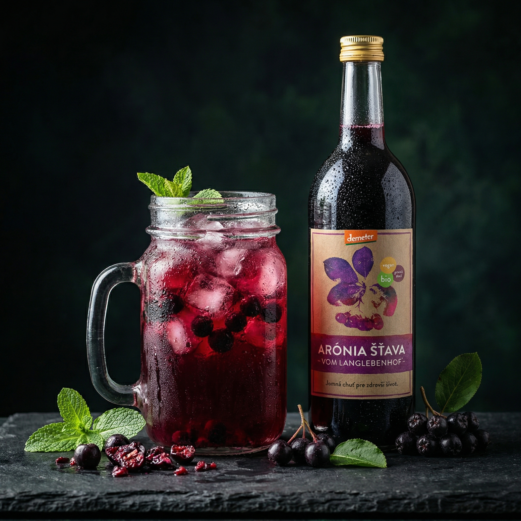 Měsíční balení pro podporu imunity 100 % BIO šťáva z arónie - černý jeřáb, Demeter, 4 x 750 ml