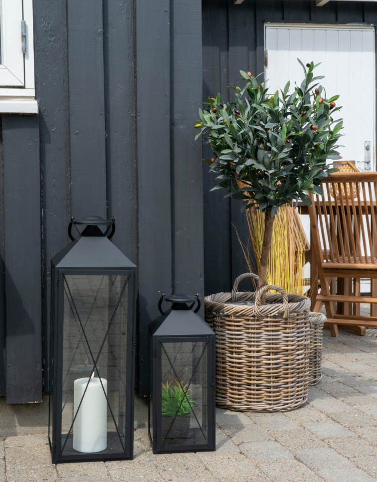 Sada 2 černých luceren, kov/sklo, 45/70 cm, Casa