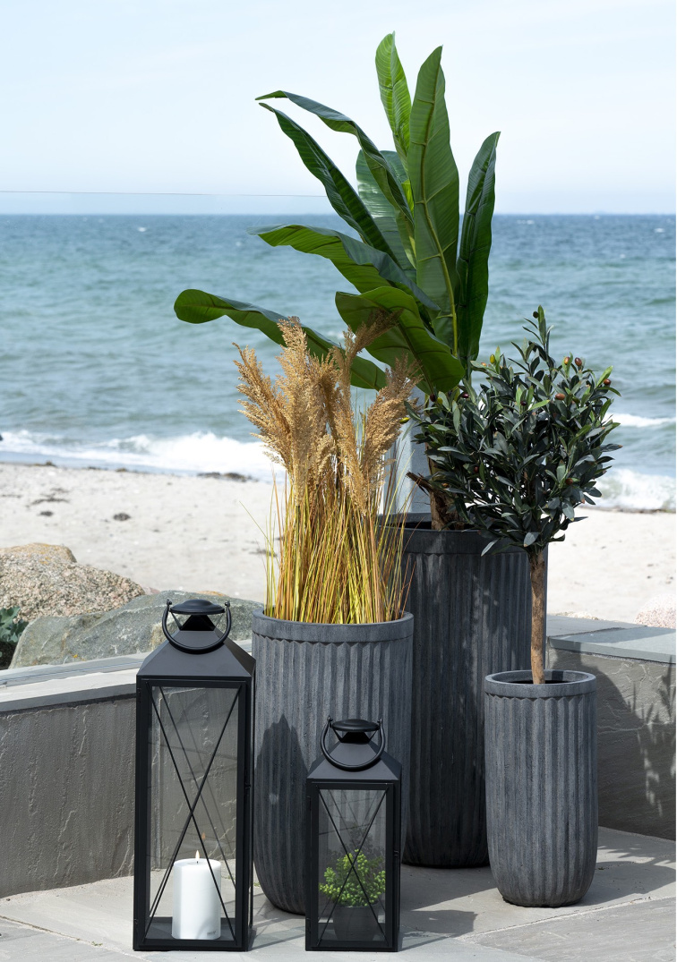 Sada 2 černých luceren, kov/sklo, 45/70 cm, Casa