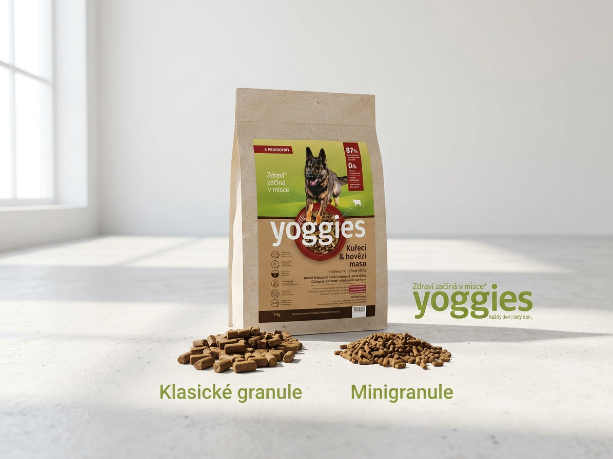 Yoggies Kuřecí a hovězí maso - granule lisované za studena
