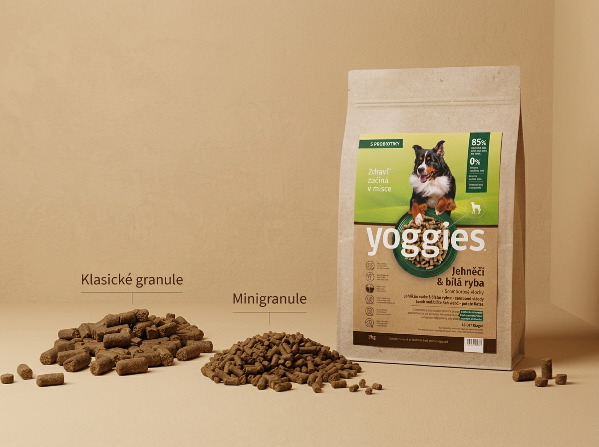 Yoggies Jehněčí a bílá ryba - granule lisované za studena