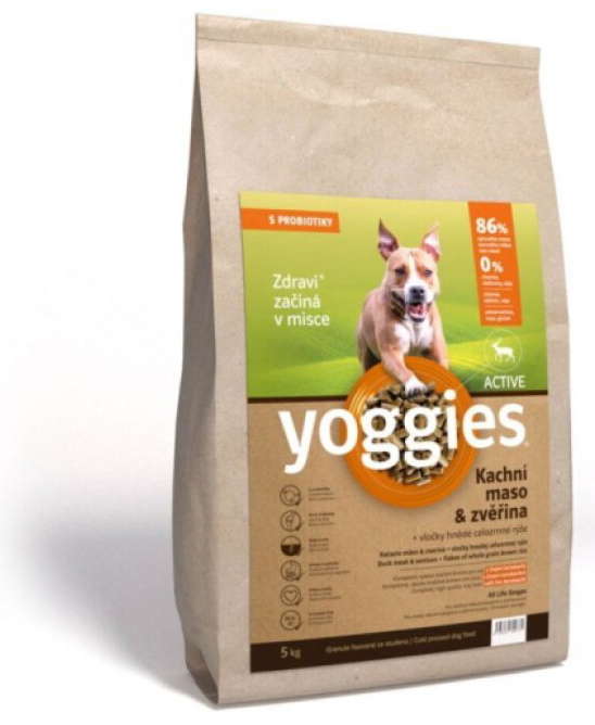 Yoggies Active Kachna a zvěřina - granule lisované za studena