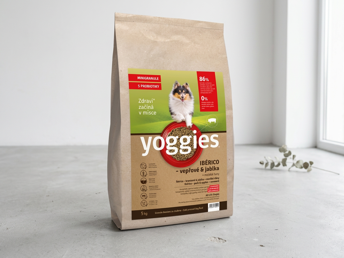 Yoggies Mini Ibérico vepřové maso s jablky - granule lisované za studena