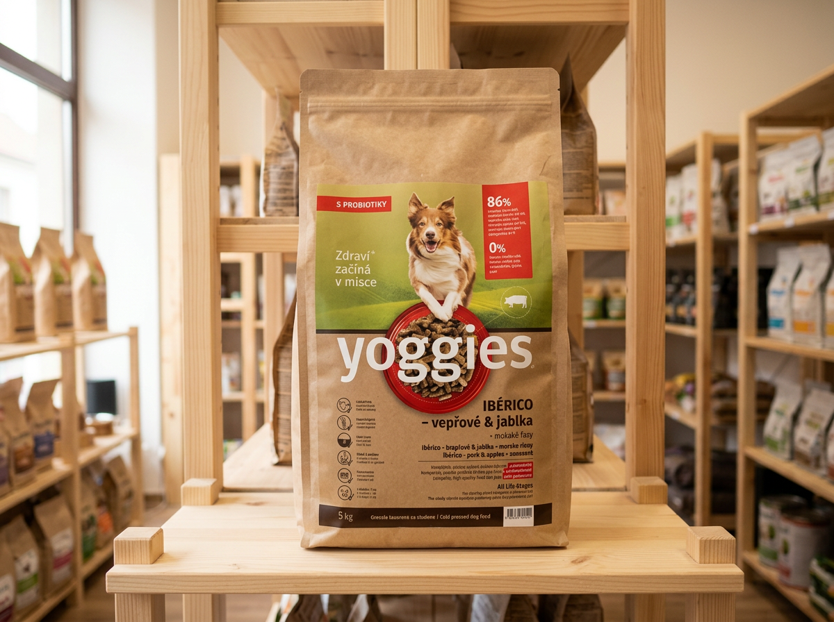 Yoggies Ibérico vepřové maso s jablky - granule lisované za studena