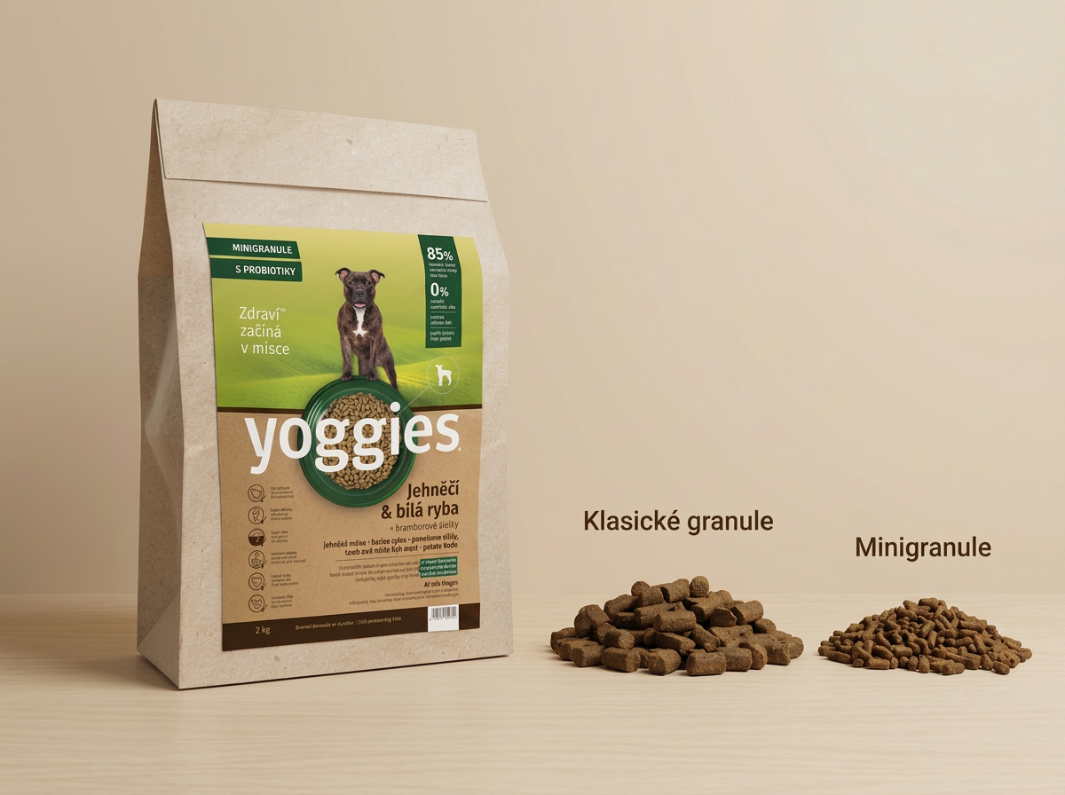 Yoggies Mini Jehněčí a bílá ryba - granule lisované za studena