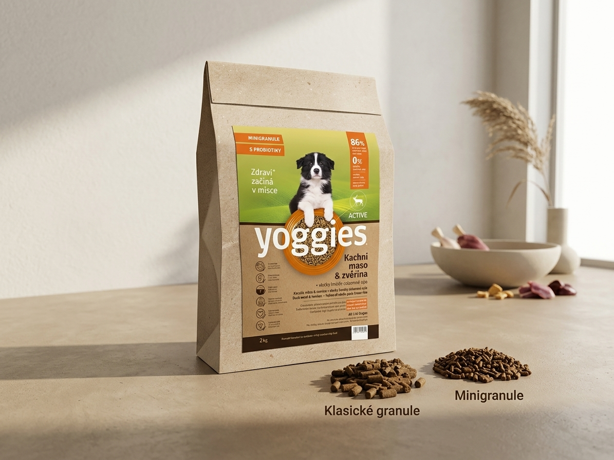 Yoggies Mini Active Kachna a zvěřina - granule lisované za studena