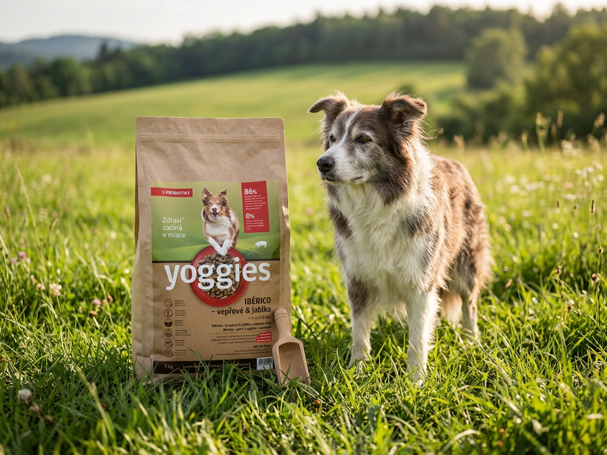 Yoggies Ibérico vepřové maso s jablky - granule lisované za studena