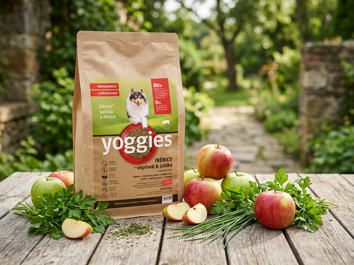 Yoggies Mini Ibérico vepřové maso s jablky - granule lisované za studena