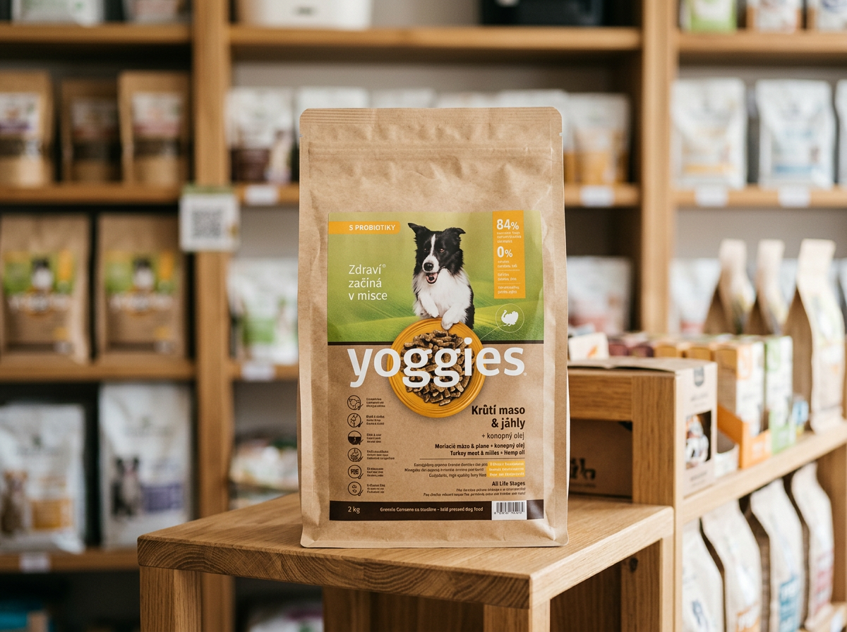 Yoggies Krůtí maso a jáhly - monoprotein, granule lisované za studena