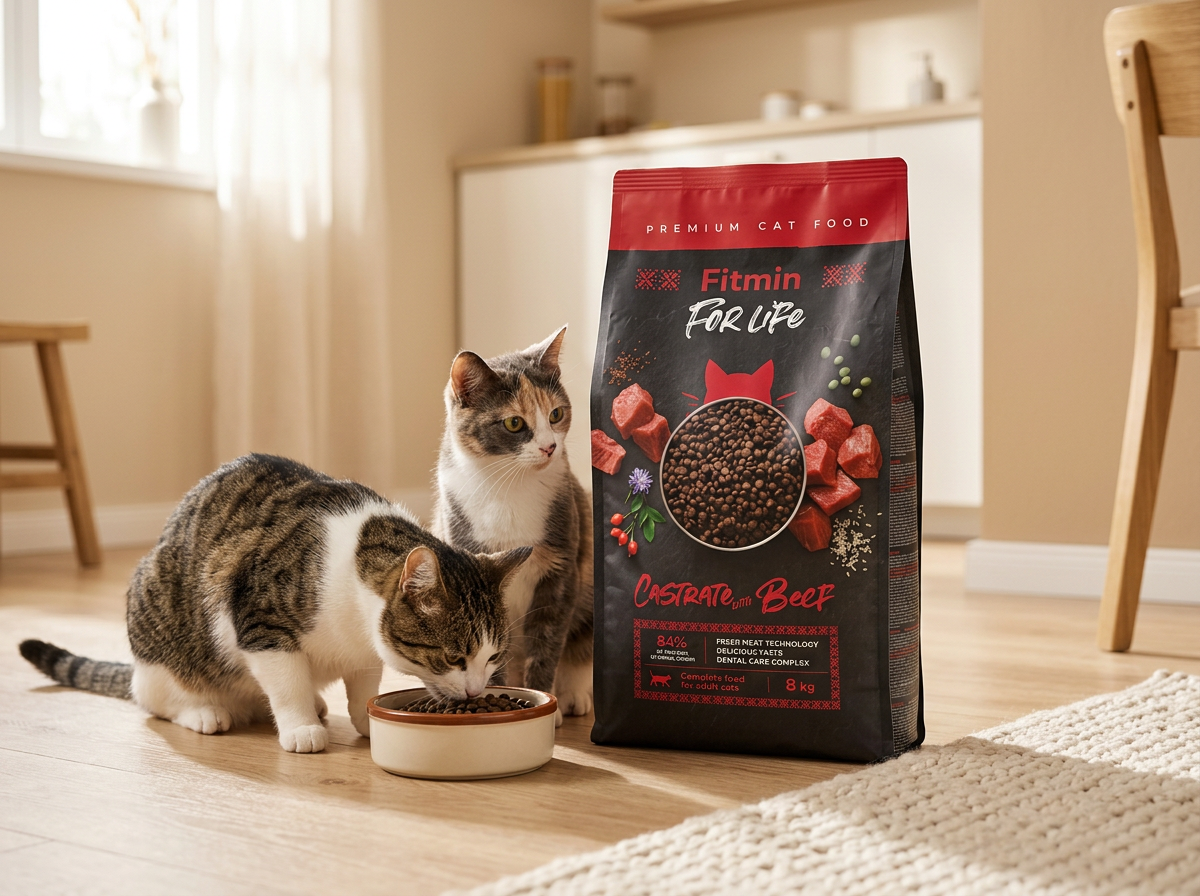 Fitmin For Life Cat Castrate Beef - krmivo pro kastrované kočky, s hovězím