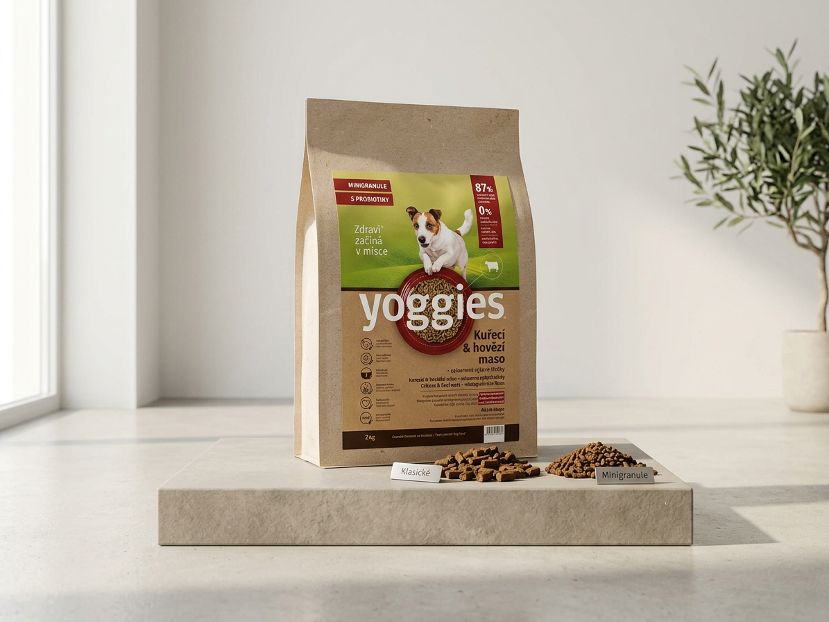 Yoggies Mini Kuřecí a hovězí maso - granule lisované za studena