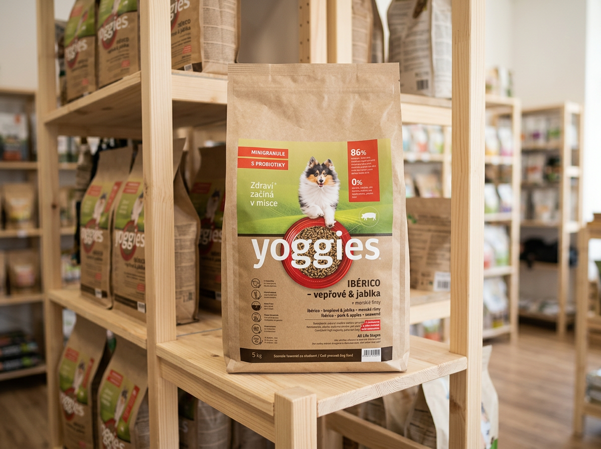 Yoggies Mini Ibérico vepřové maso s jablky - granule lisované za studena
