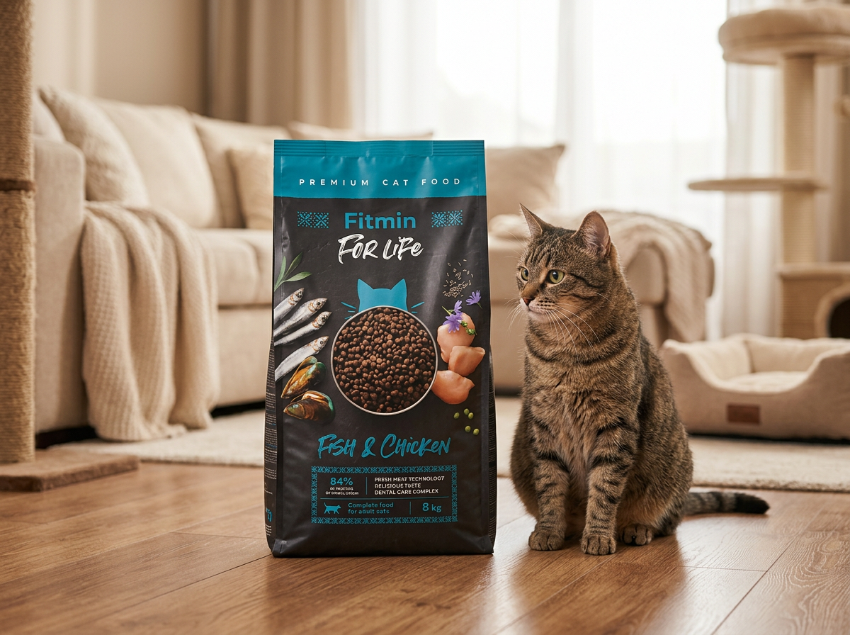 Fitmin For Life Cat Fish and Chicken - krmivo pro kočky, se sleděm a kuřetem