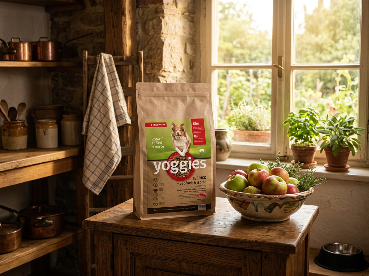 Yoggies Ibérico vepřové maso s jablky - granule lisované za studena