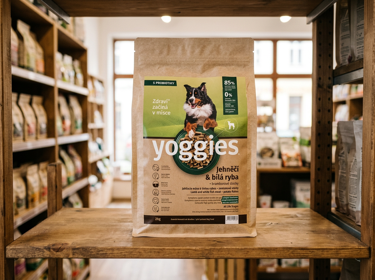 Yoggies Jehněčí a bílá ryba - granule lisované za studena