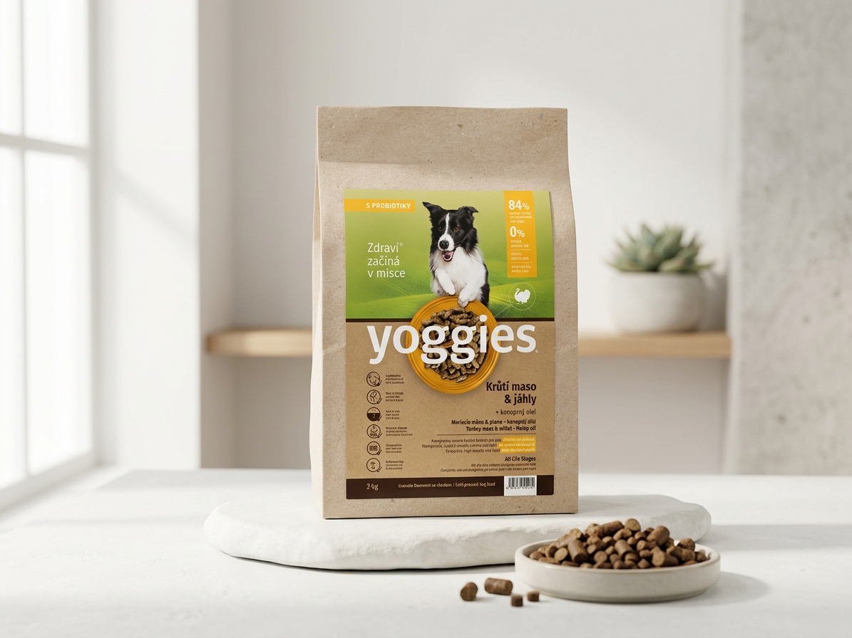 Yoggies Krůtí maso a jáhly - monoprotein, granule lisované za studena