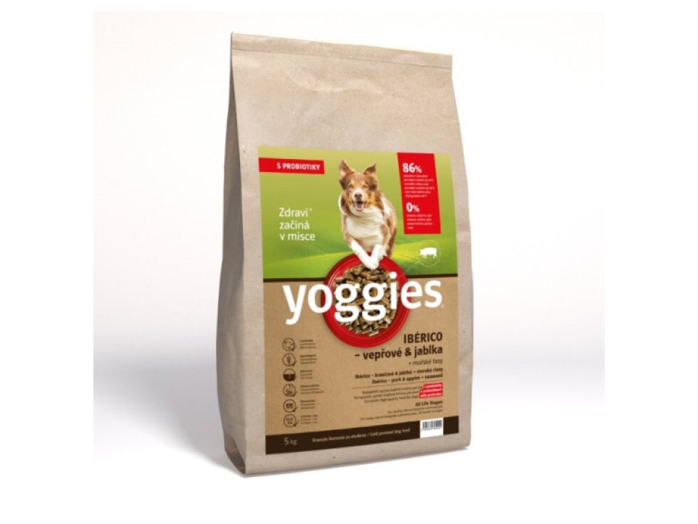 Yoggies Ibérico vepřové maso s jablky - granule lisované za studena