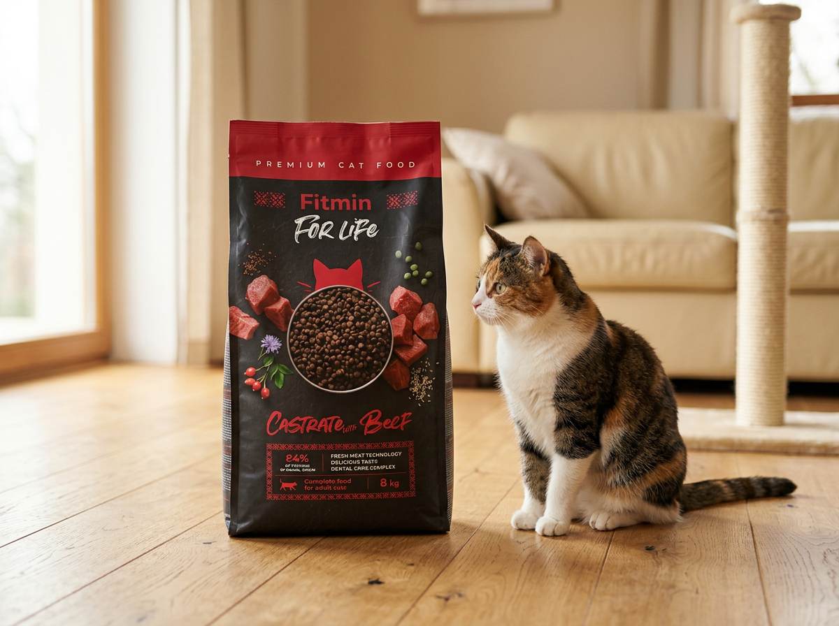 Fitmin For Life Cat Castrate Beef - krmivo pro kastrované kočky, s hovězím