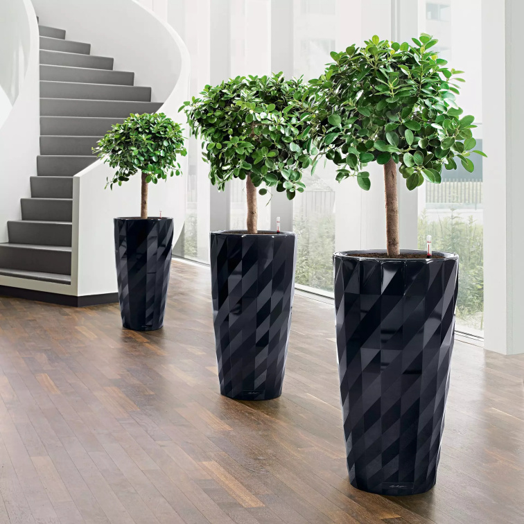 Samozavlažovací květináč Diamante 40 cm, antracitová