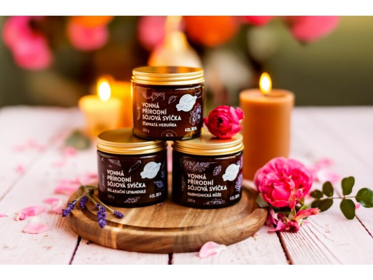 Přírodní vonná sójová svíčka Harmonická růže