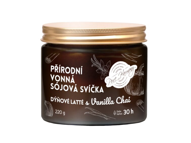 Přírodní vonná sójová svíčka Dýňové latté s Vanilla Chai 220 g