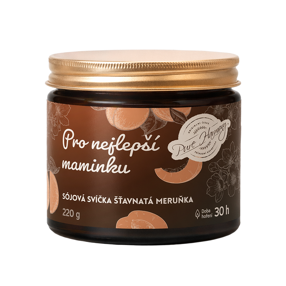 Pro nejlepší maminku – Přírodní vonná sójová svíčka Šťavnatá meruňka 220 g