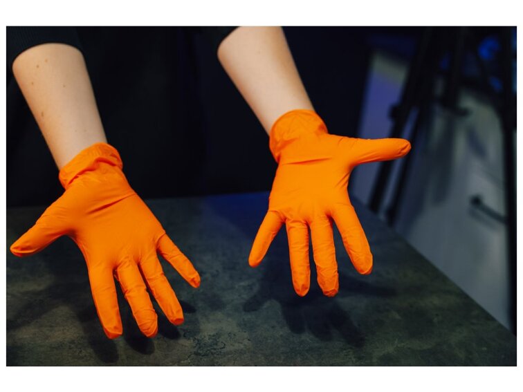 Nitrilové rukavice EXTRA STRONG - oranžové extra silné (balení)