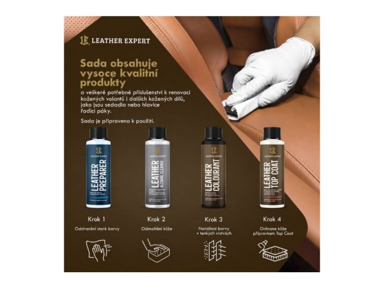 Leather Expert Steering Wheel Black - set na renovaci černého koženého volantu