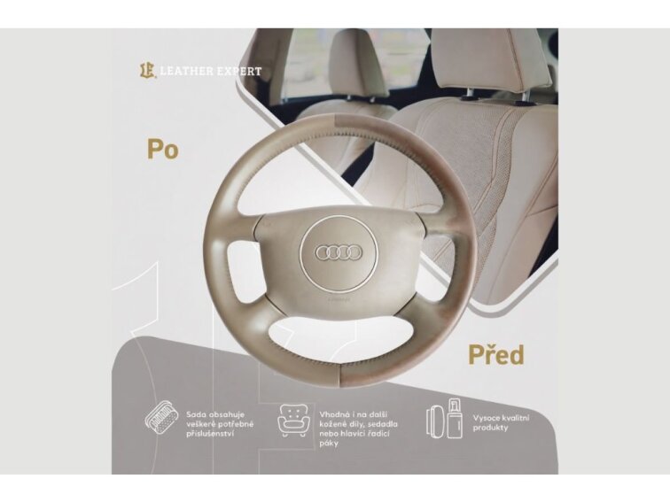 Leather Expert Steering Wheel Black - set na renovaci černého koženého volantu