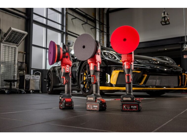 FLEX PE 2 18-EC Set - aku rotační leštička v sadě s 2x baterií a rychlonabíječkou