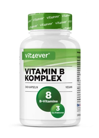 Vit4ever Vitamín B komplex, všetkých 8 vitamínov B + 3 kofaktory, 240 kapsúl