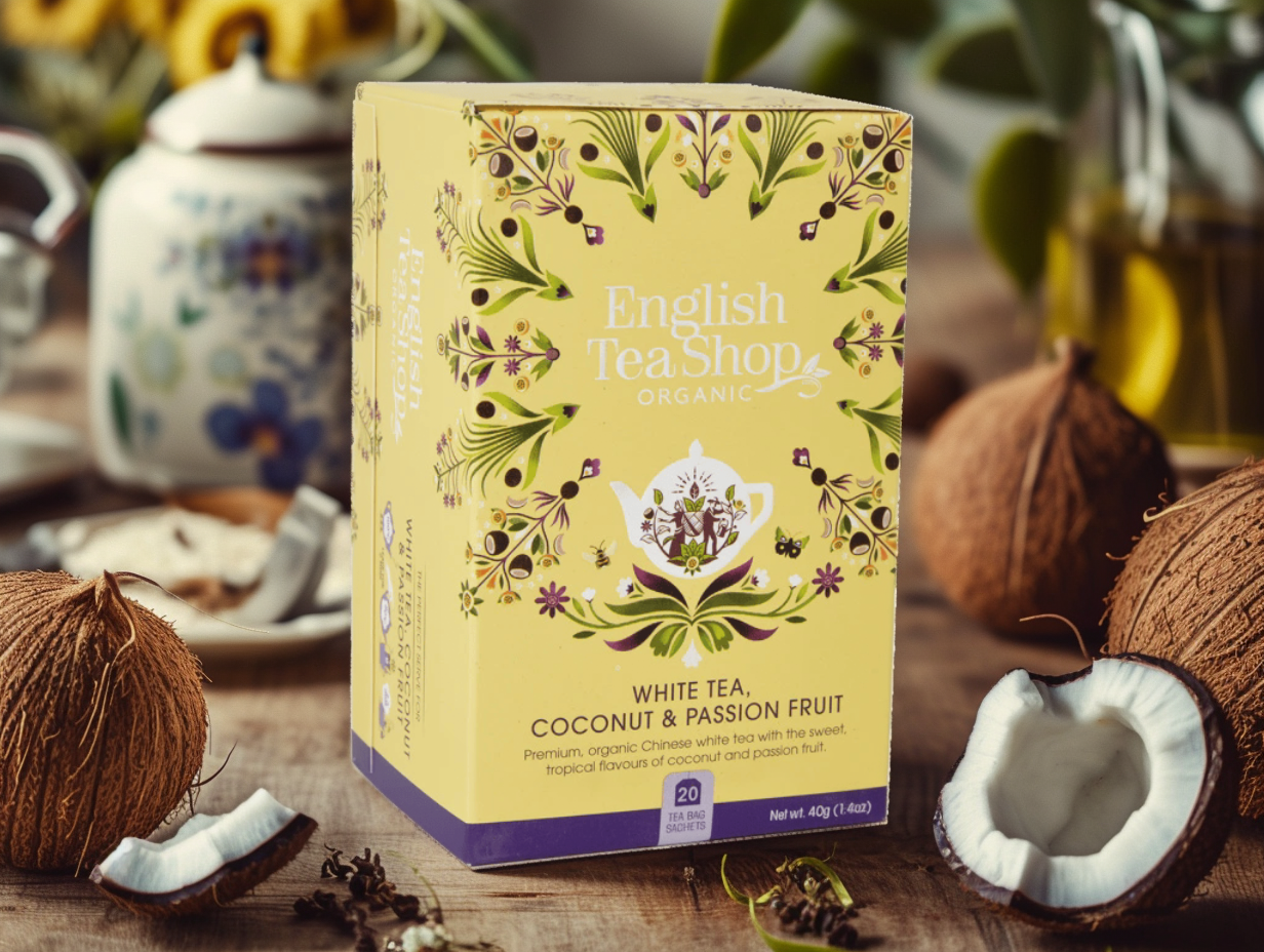 BIO Bílý čaj, kokos a mučenka, 20 sáčků, English Tea Shop