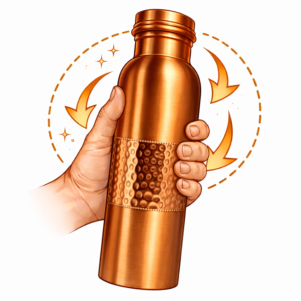 Měděná láhev na vodu vzor Tepaný střed, 950 ml, Nature's Own