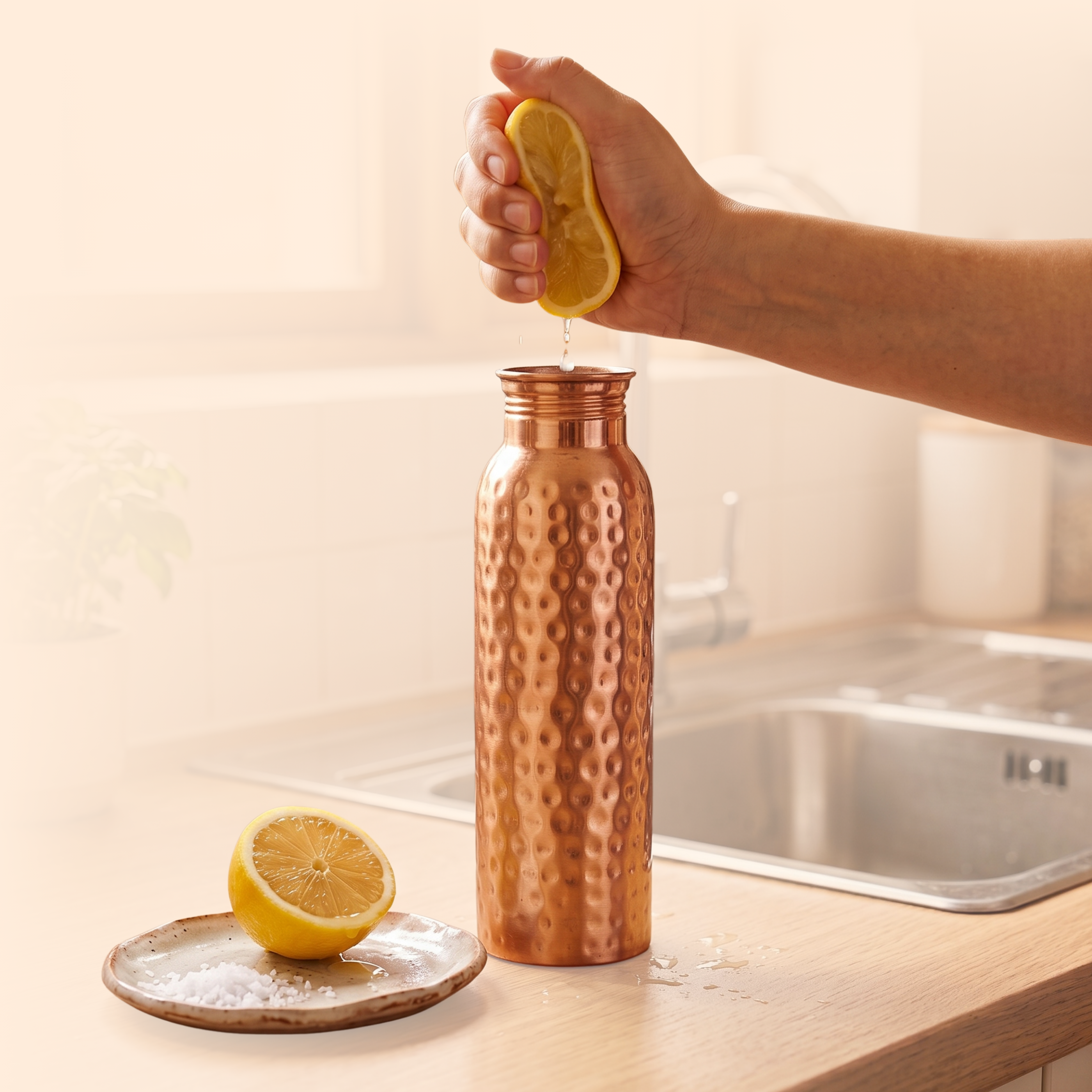 Medená fľaša na vodu vzor Tepaný, 950 ml, Nature's Own